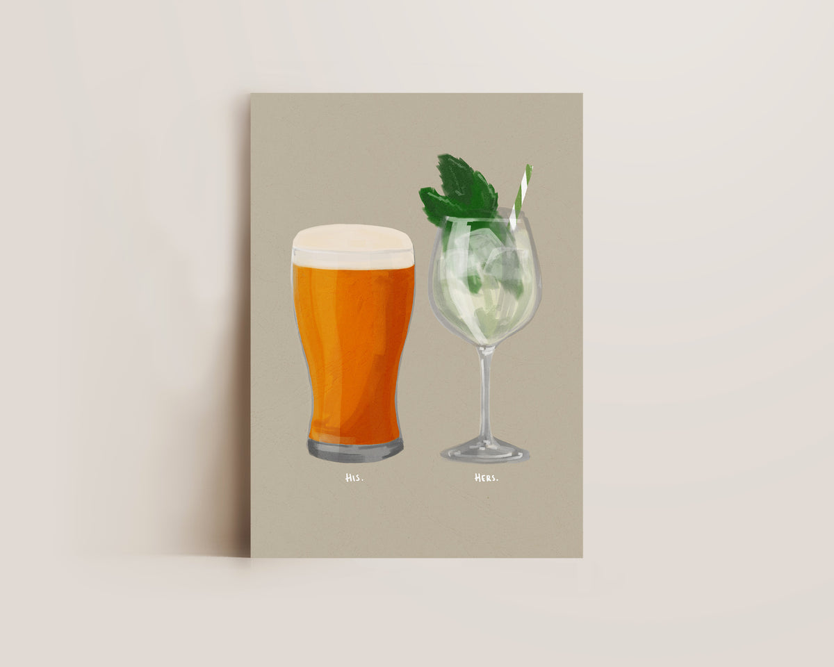Beer & Hugo Spritz Couples Drink Print