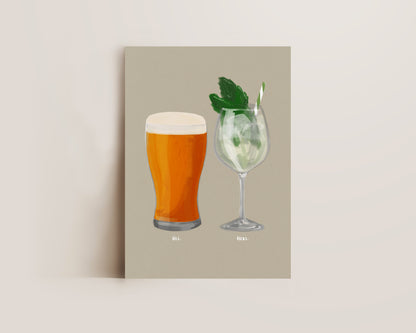 Beer & Hugo Spritz Couples Drink Print