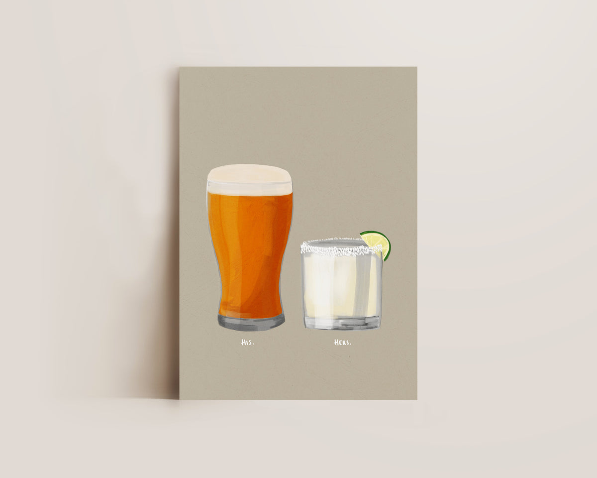 Beer & Margarita Couples Drink Print