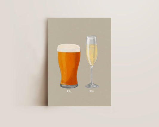 Beer & Prosecco Couples Drink Print