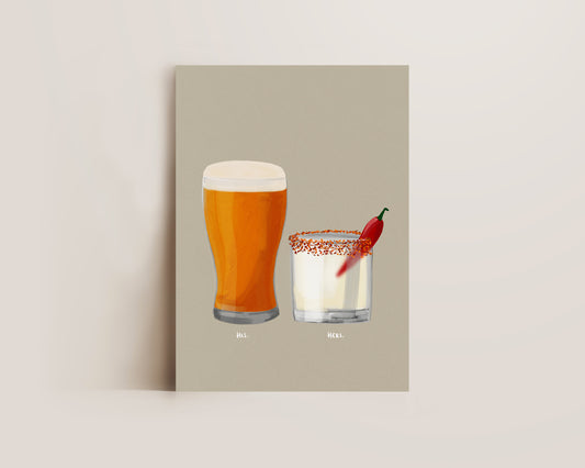 Beer & Spicy Margarita Couples Drink Print