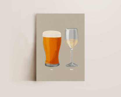 Beer & White Wine Couples Drink Print