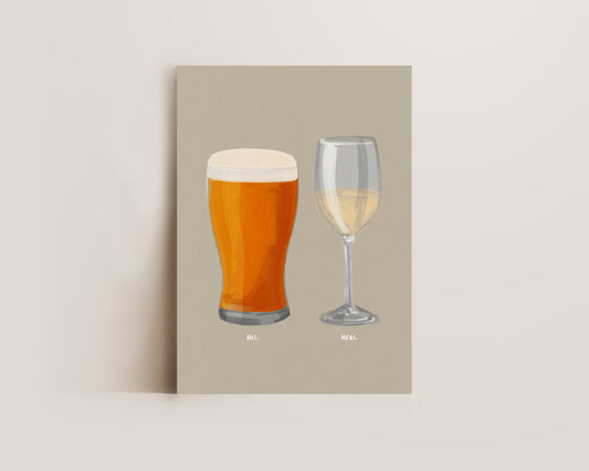Beer & White Wine Couples Drink Print