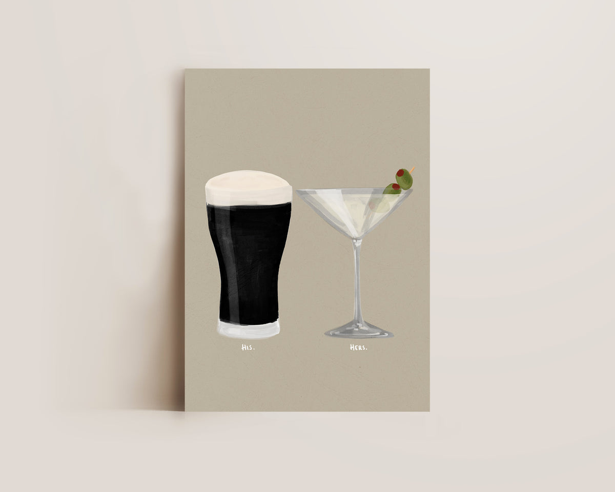 Black Stout & Dirty Martini Couples Drink Print