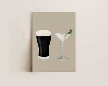 Black Stout & Dirty Martini Couples Drink Print