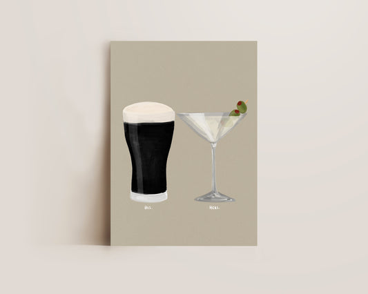 Black Stout & Dirty Martini Couples Drink Print