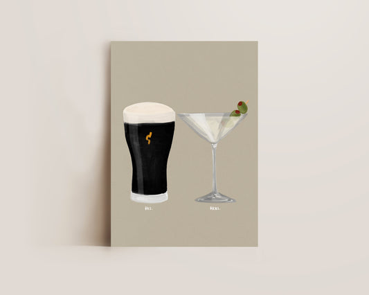 Black Stout & Dirty Martini Couples Drink Print