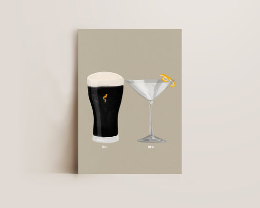 Black Stout & Dry Martini Couples Drink Print