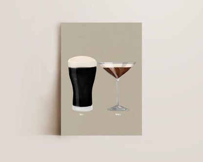 Black Stout & Espresso Martini Couples Drink Print