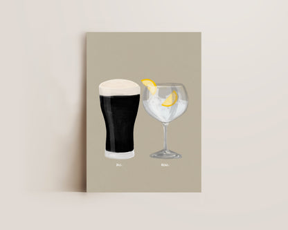 Black Stout & G&T Couples Drink Print