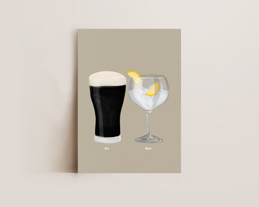 Black Stout & G&T Couples Drink Print