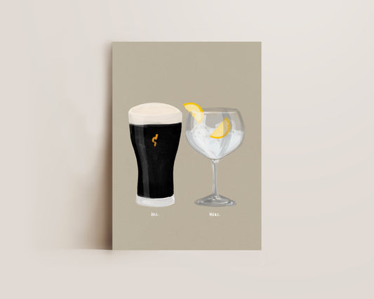 Black Stout & G&T Couples Drink Print