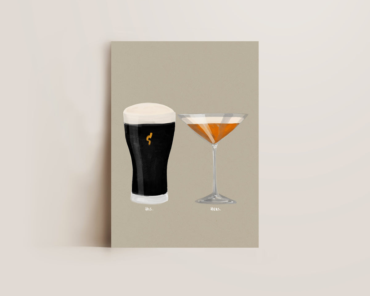 Black Stout & Pornstar Martini Couples Drink Print
