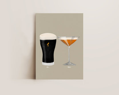 Black Stout & Pornstar Martini Couples Drink Print