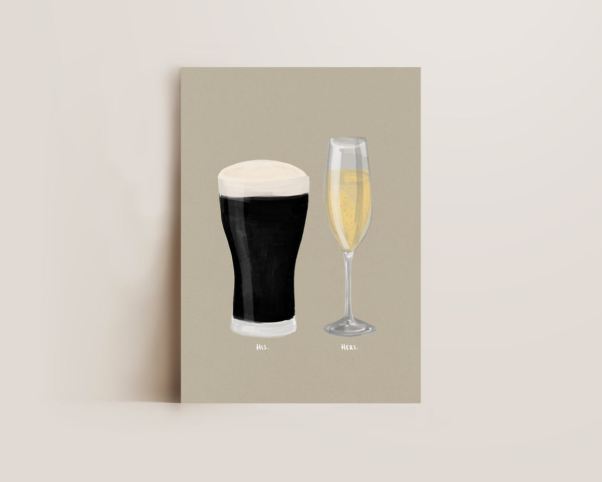 Black Stout & Prosecco Couples Drink Print