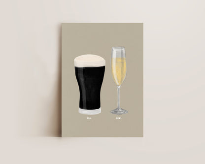 Black Stout & Prosecco Couples Drink Print