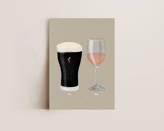 Black Stout & Rose Wine Couples Drink Print