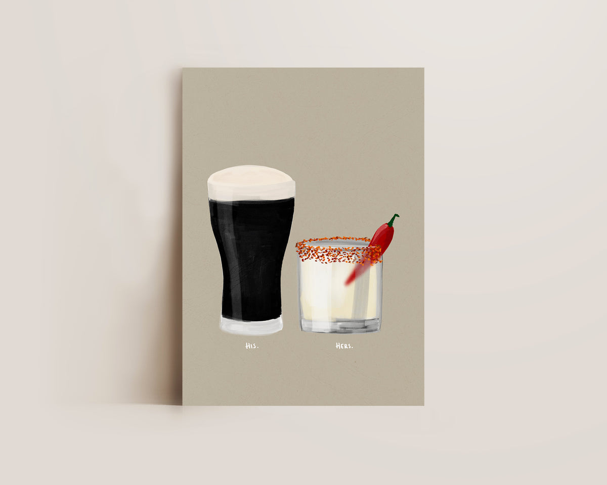 Black Stout & Spicy Margarita Couples Drink Print