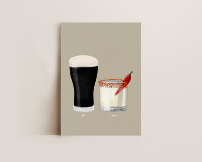 Black Stout & Spicy Margarita Couples Drink Print