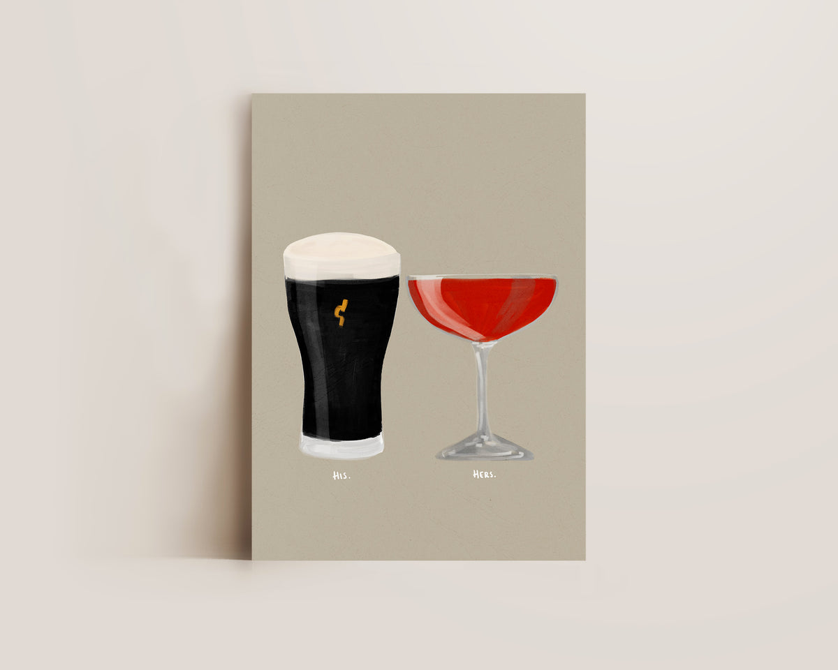 Black Stout & Strawberry Daiquiri Couples Drink Print