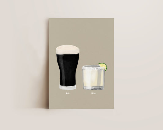 Black Stout & Margarita Couples Drink Print