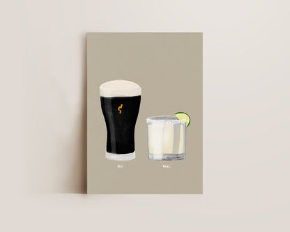 Black Stout & Margarita Couples Drink Print