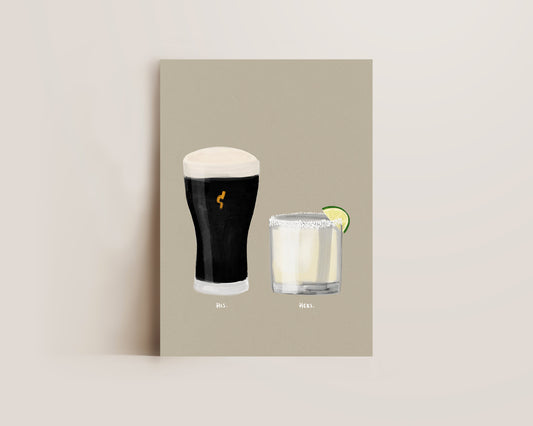 Black Stout & Margarita Couples Drink Print