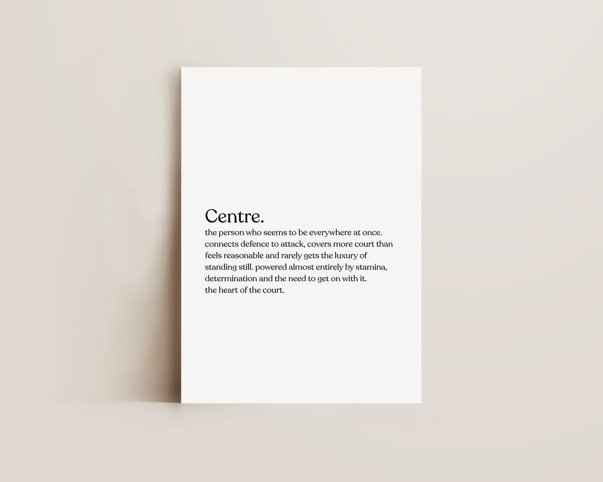 Centre Netball Definition Print