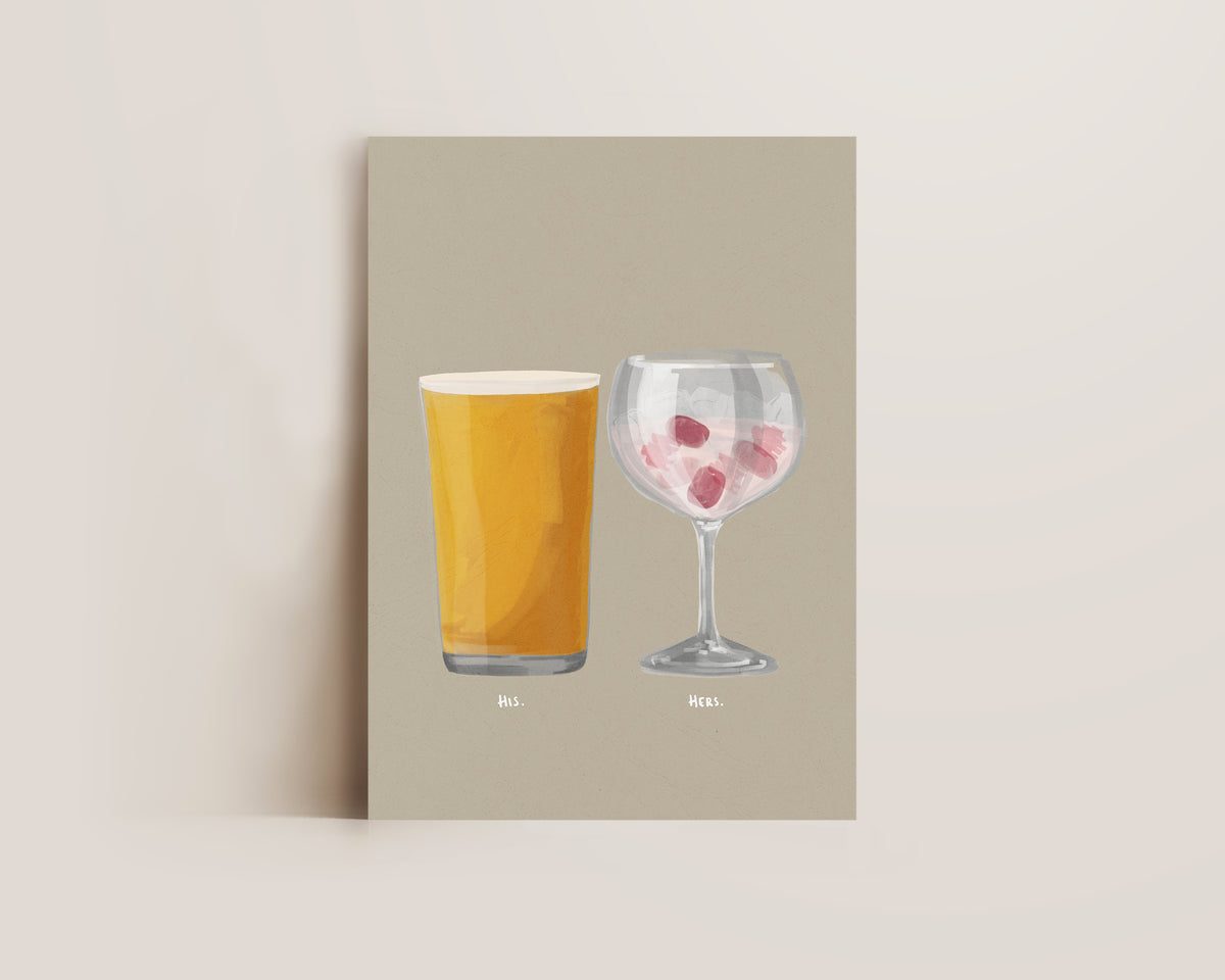 Cider & Pink Gin Couples Drink Print