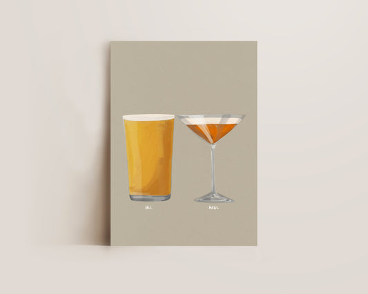 Cider & Pornstar Martini Couples Drink Print