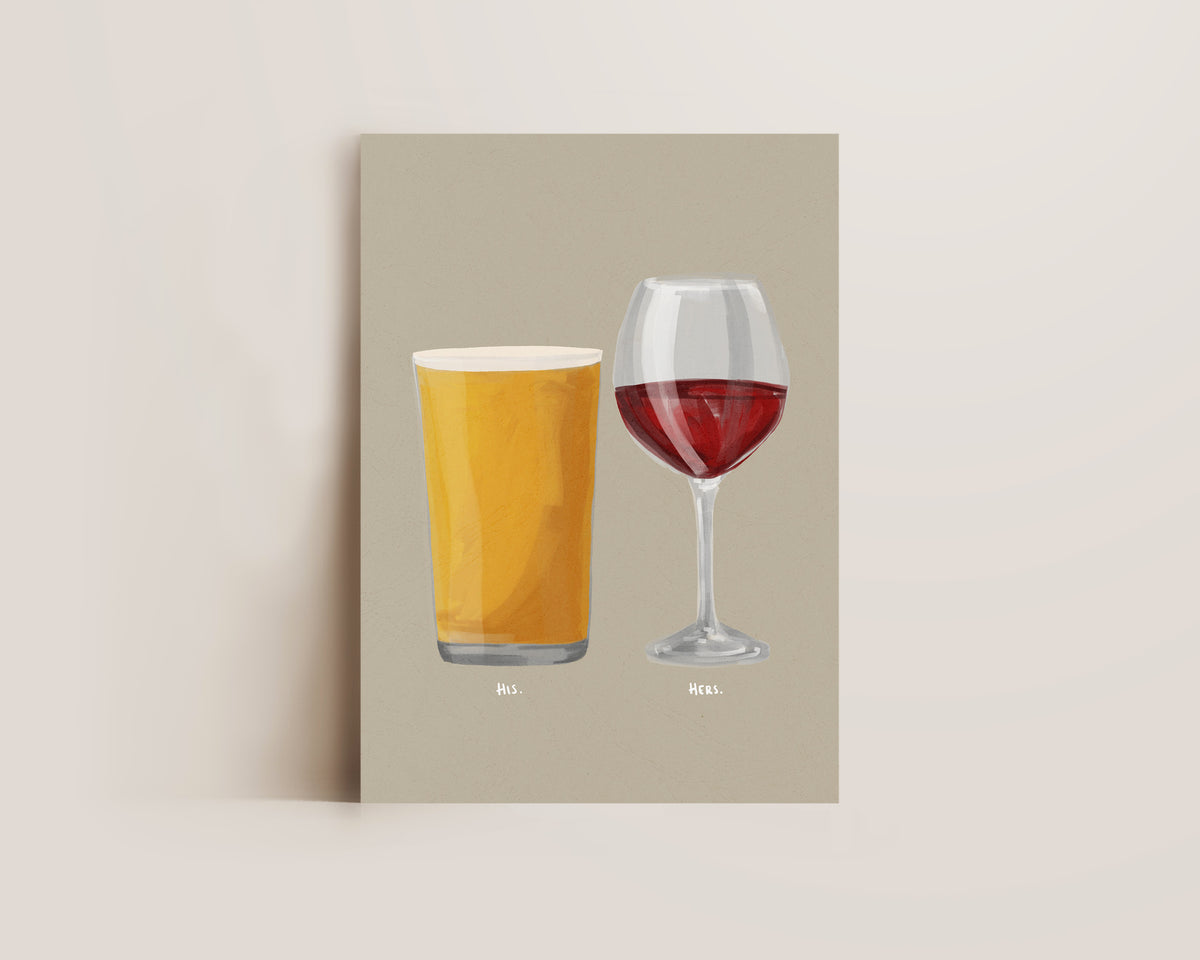 Cider & Red Wine Couples Drink Print