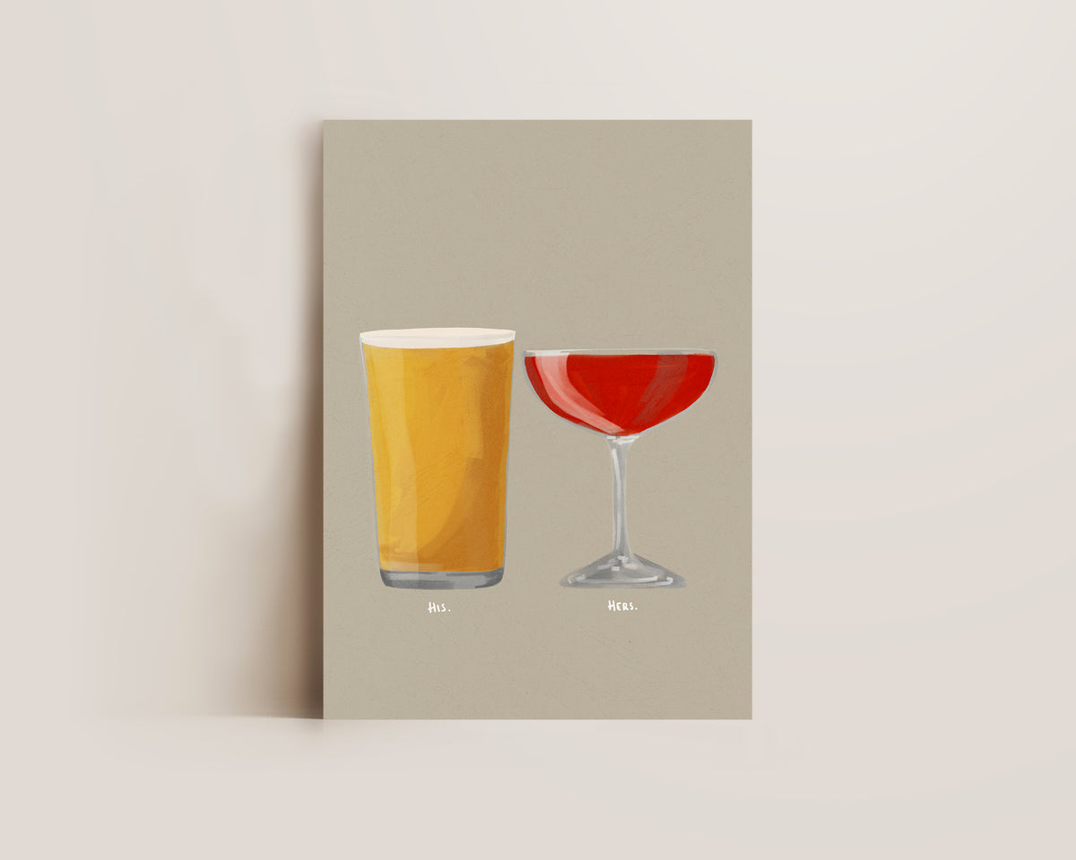 Cider & Strawberry Daiquiri Couples Drink Print