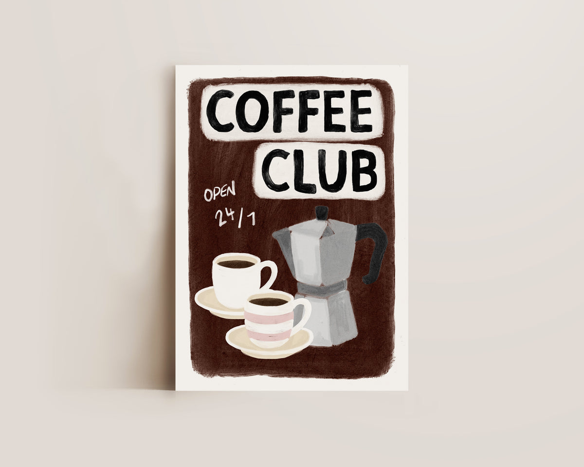 Coffee Club 24/7 Brown Print