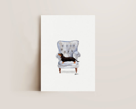 Dachshund in Chair Print