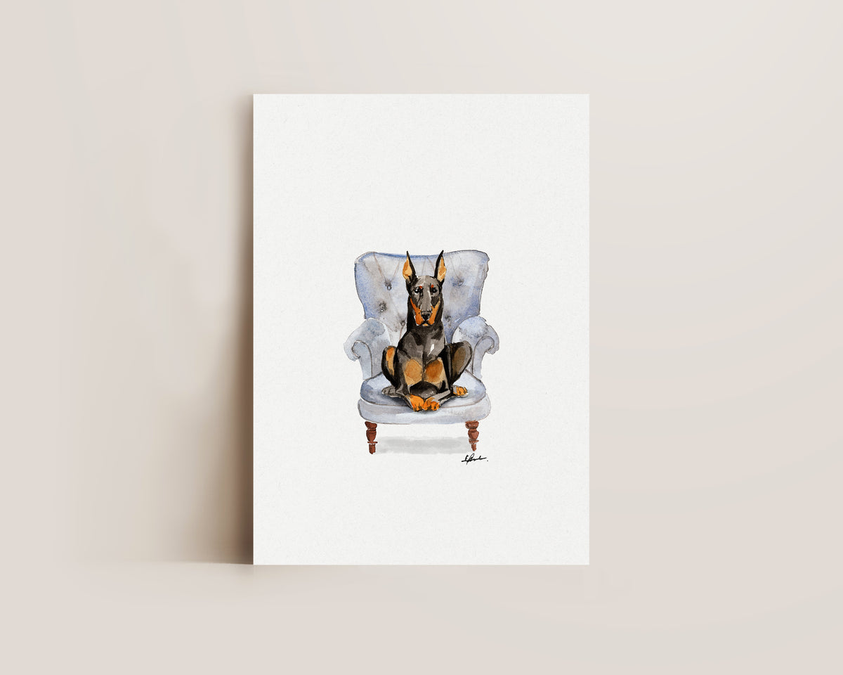 Doberman in Chair Print