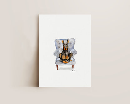 Doberman in Chair Print
