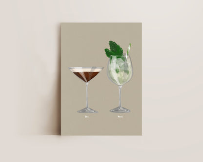 Espresso Martini & Hugo Spritz Couples Drink Print