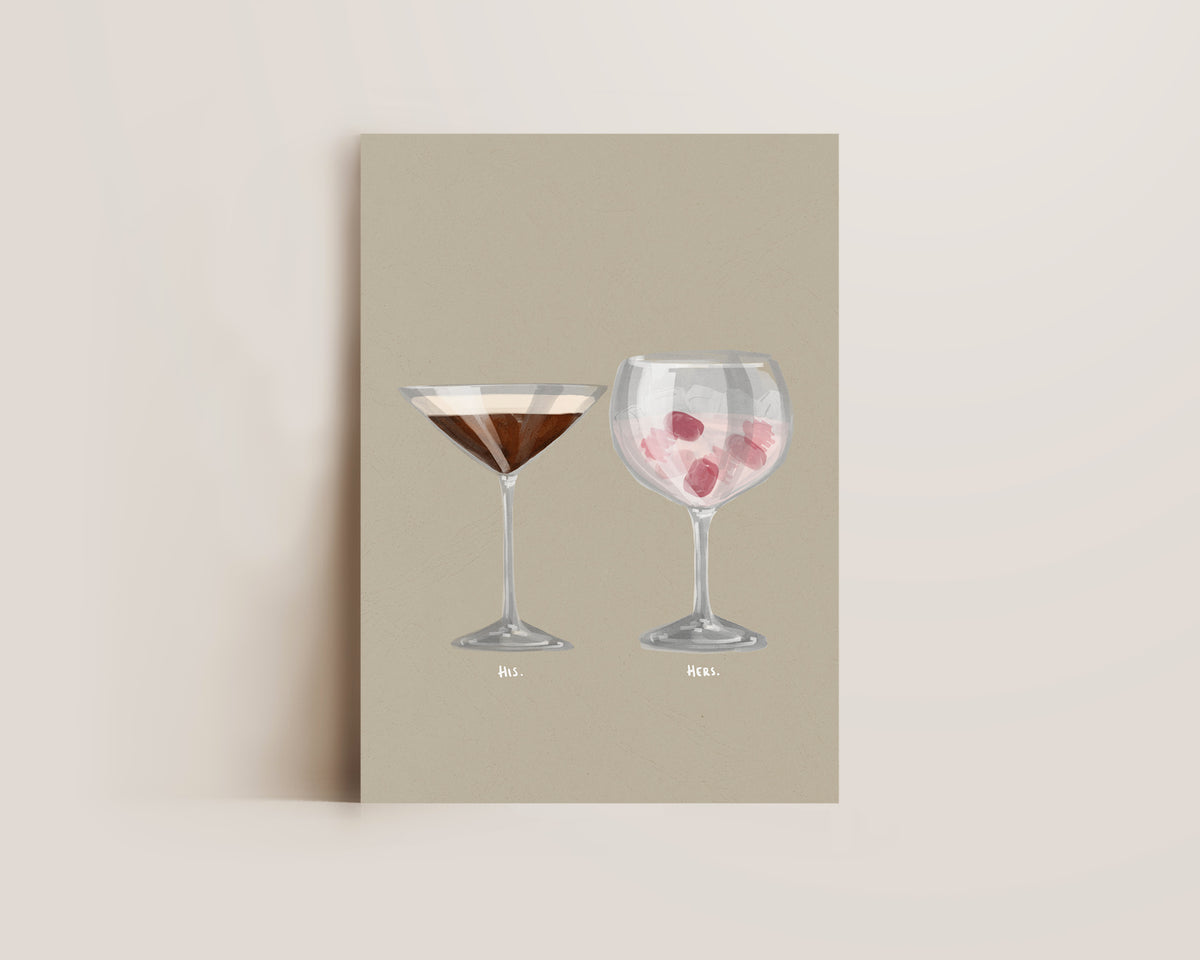 Espresso Martini & Pink Gin Couples Drink Print