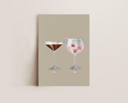 Espresso Martini & Pink Gin Couples Drink Print