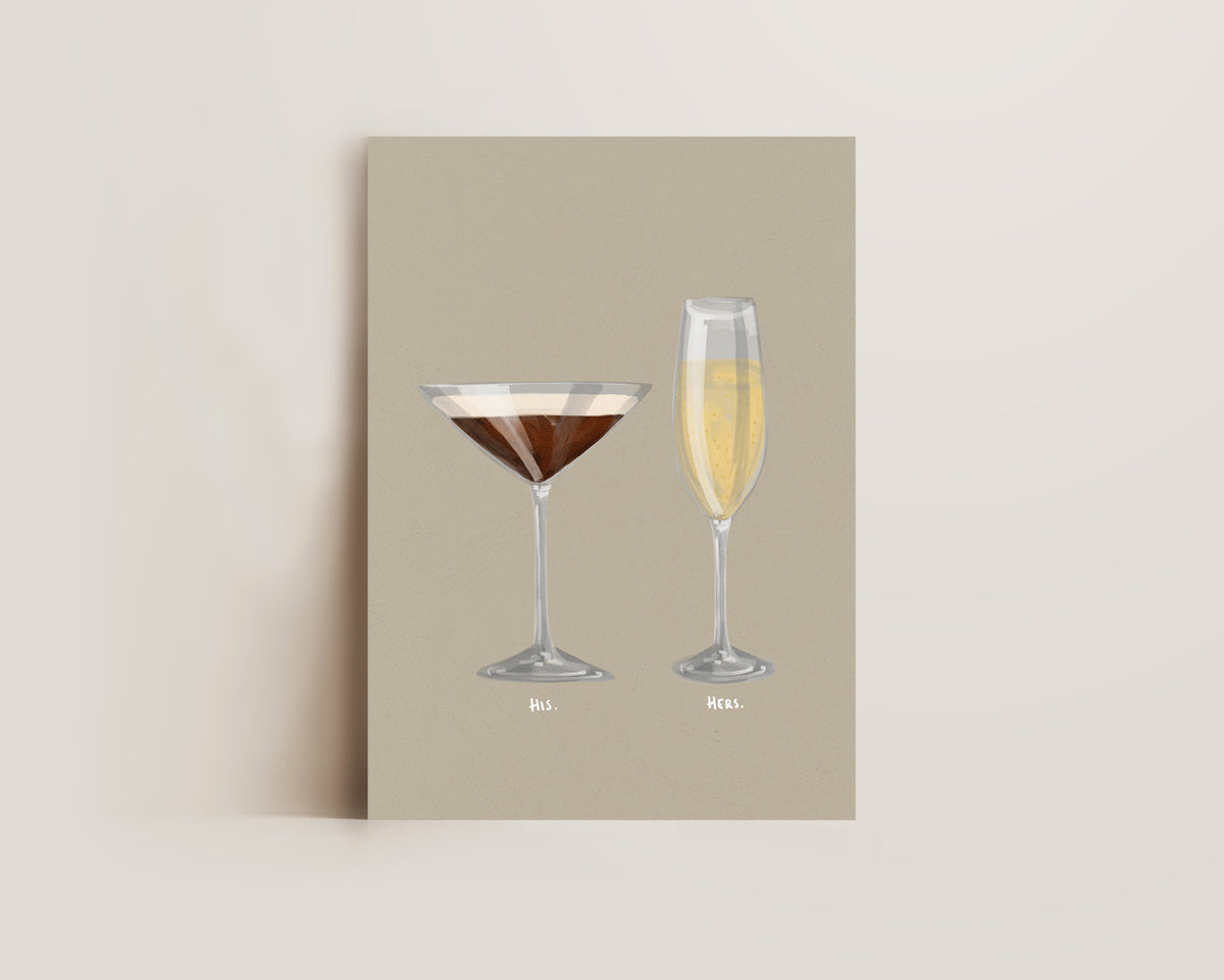 Espresso Martini & Prosecco Couples Drink Print