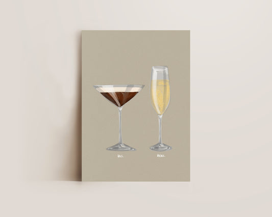 Espresso Martini & Prosecco Couples Drink Print