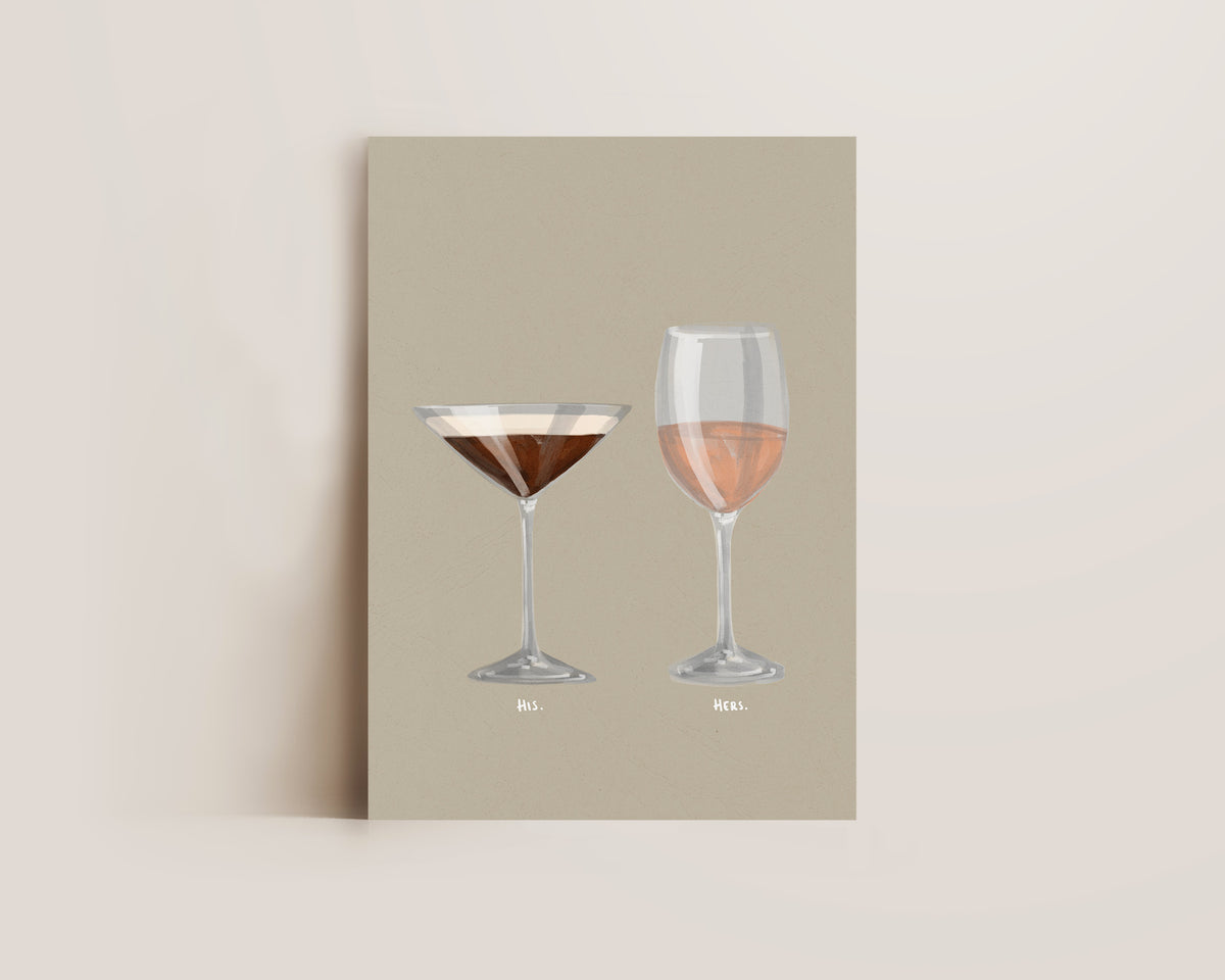 Espresso Martini & Rose Wine Couples Drink Print