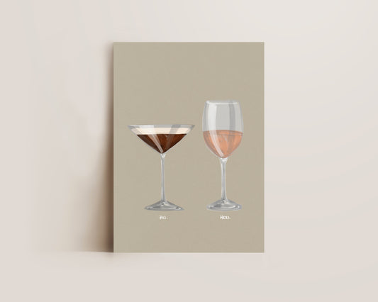 Espresso Martini & Rose Wine Couples Drink Print