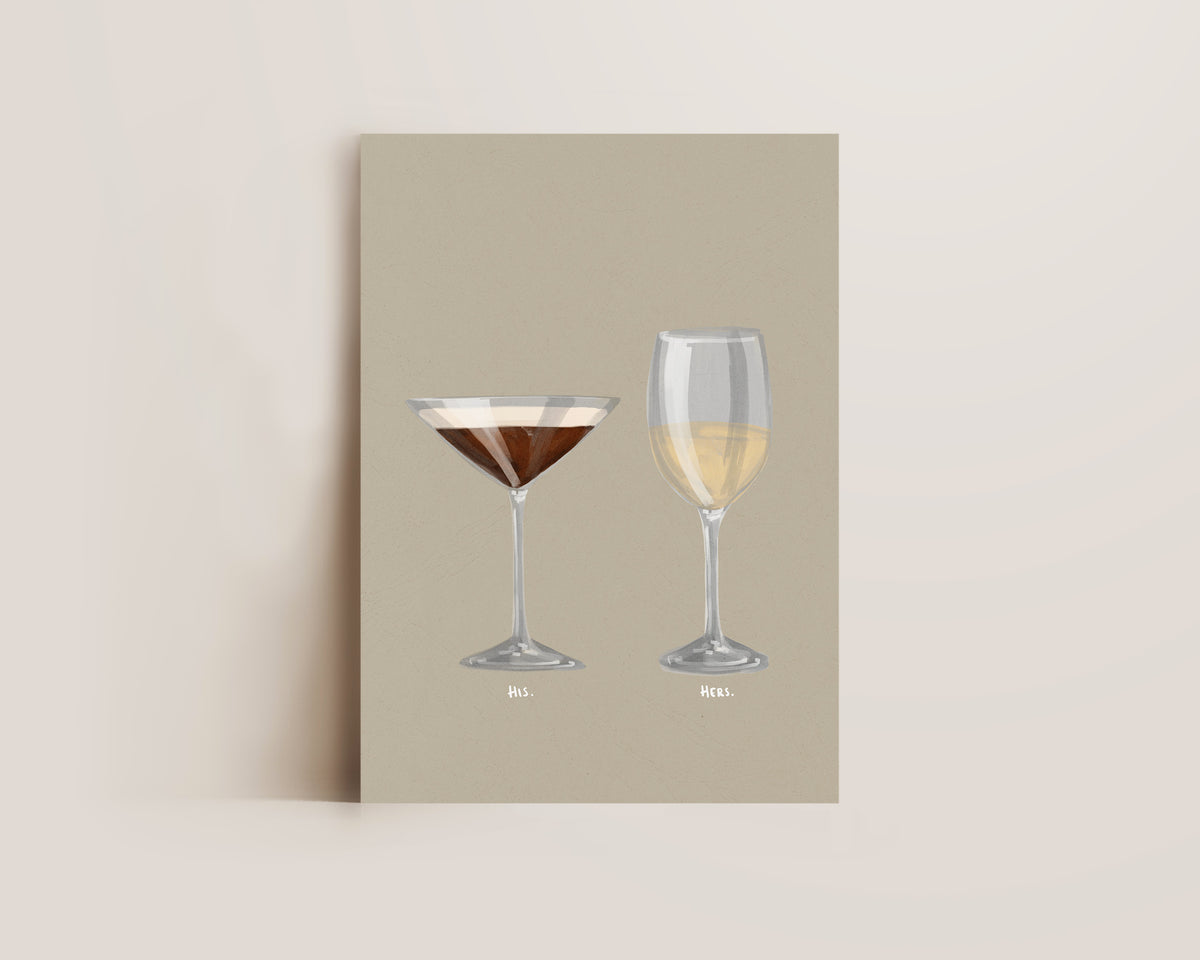 Espresso Martini & White Wine Couples Drink Print