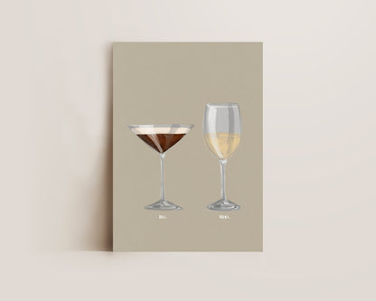 Espresso Martini & White Wine Couples Drink Print