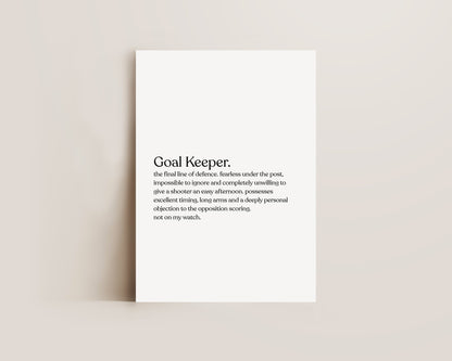 Goal Keeper Definition Print