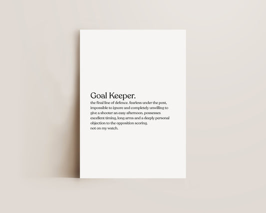 Goal Keeper Definition Print