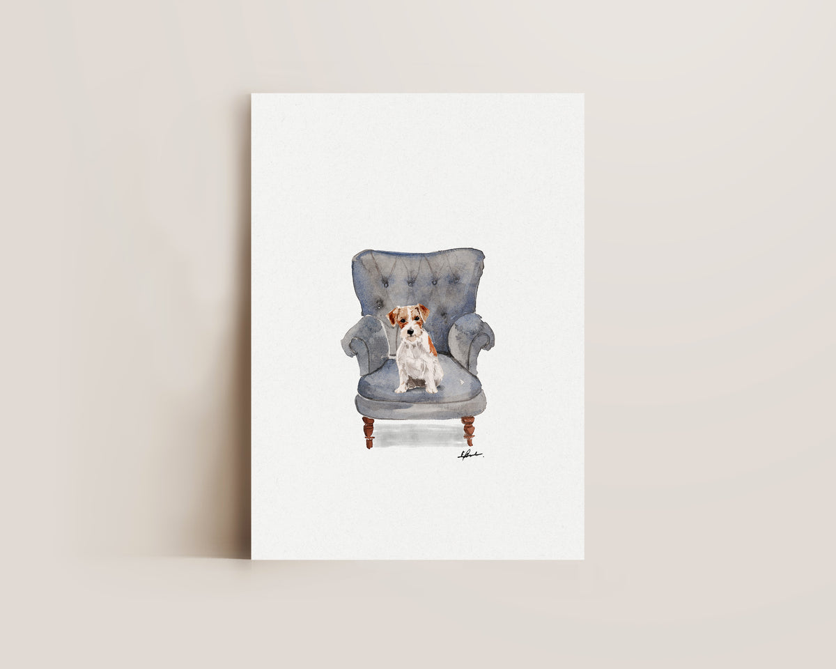 Jack Russell in Chair Print