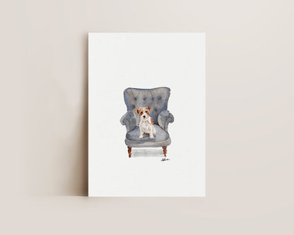 Jack Russell in Chair Print