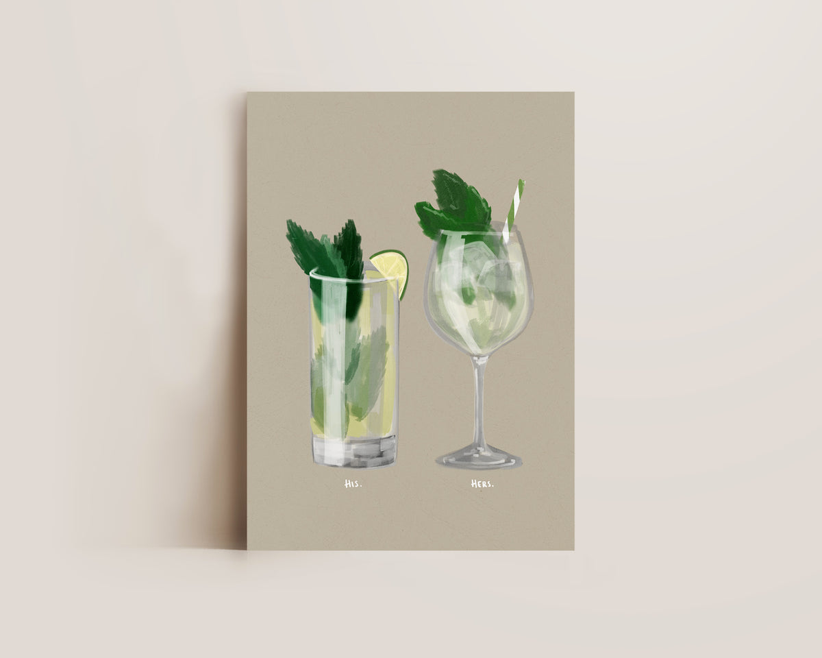 Mojito & Hugo Spritz Couples Drink Print